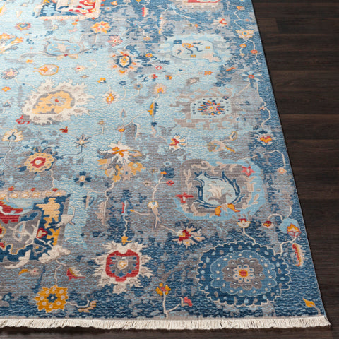 Image of Surya Ephesians Traditional Aqua, Sky Blue, Silver Gray, Medium Gray, Beige, Cream, Saffron, Burnt Orange, Pale Pink Rugs EPC-2319