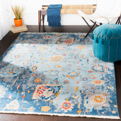 Image of Surya Ephesians Traditional Aqua, Sky Blue, Silver Gray, Medium Gray, Beige, Cream, Saffron, Burnt Orange, Pale Pink Rugs EPC-2319