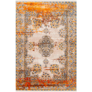 Surya Ephesians Traditional Saffron, Burnt Orange, Bright Red, Beige, Cream, Sky Blue, Aqua, Silver Gray, Medium Gray Rugs EPC-2323