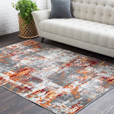 Image of Surya Rafetus Modern Burnt Orange, Dark Red, Butter, Medium Gray, Charcoal, White Rugs ETS-2305