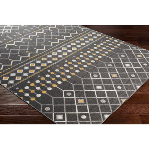 Image of Surya Rafetus Global Charcoal, Medium Gray, Butter, Black, White Rugs ETS-2321