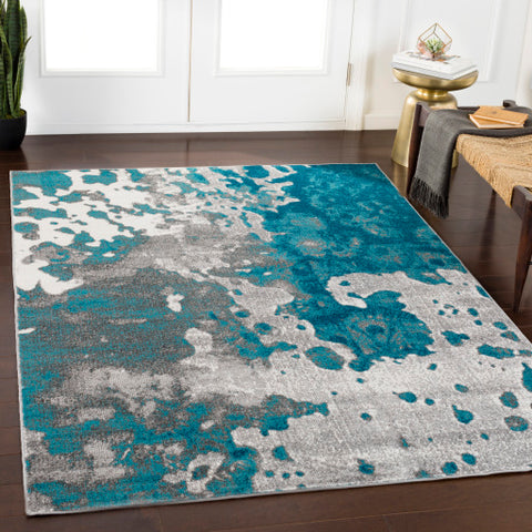 Image of Surya Rafetus Modern Teal, Medium Gray, Charcoal, White Rugs ETS-2324