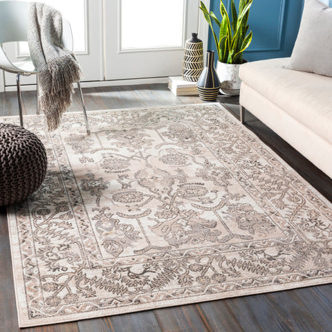 Image of Surya Rafetus Traditional Charcoal, Light Gray, Camel, White Rugs ETS-2338