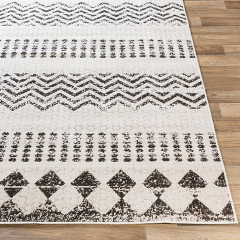 Image of Surya Rafetus Global Charcoal, Black, Light Gray, White Rugs ETS-2351