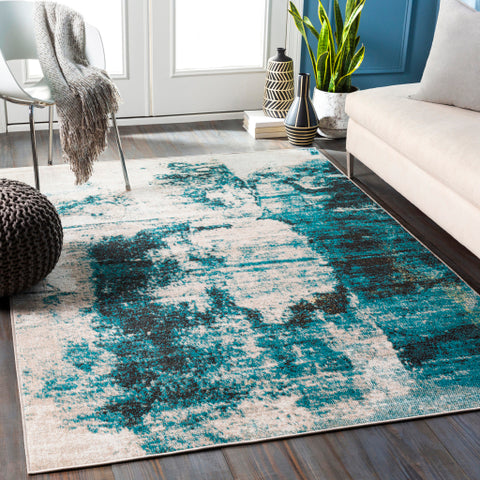 Image of Surya Rafetus Modern Teal, Black, Butter, Camel, White Rugs ETS-2354