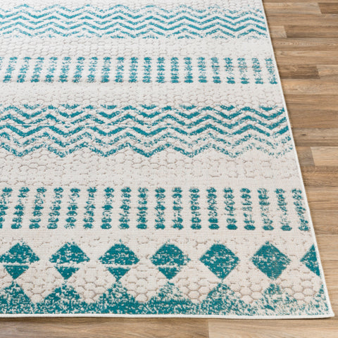 Image of Surya Rafetus Global Teal, Charcoal, White Rugs ETS-2356