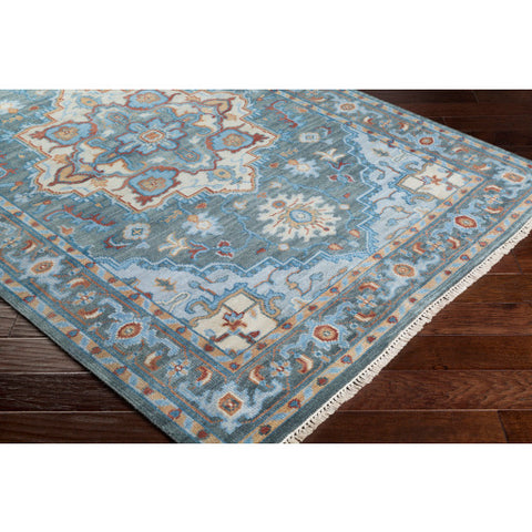 Image of Surya Elixir Traditional Dark Green, Bright Blue, Sky Blue, Light Gray, Butter, Saffron, Dark Red Rugs EXI-1001