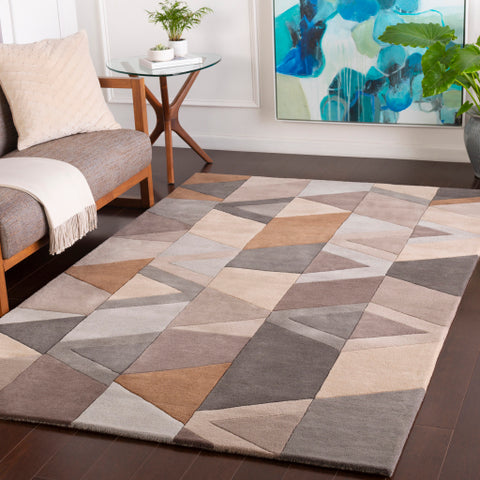 Image of Surya Forum Modern Medium Gray, Camel, Khaki, Charcoal, Taupe, Ice Blue, Light Gray Rugs FM-7221