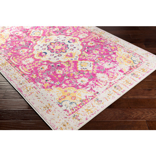 Surya Floransa Traditional Bright Pink, Beige, Medium Gray, Navy, Saffron, Burnt Orange, Silver Gray Rugs FSA-2304