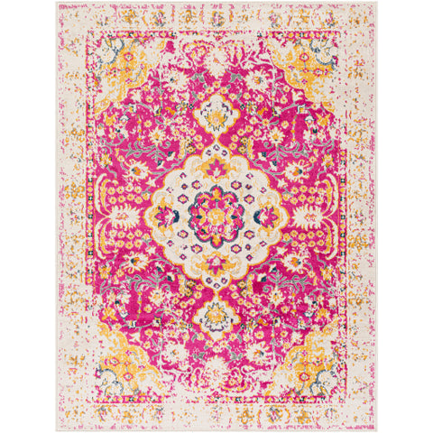 Image of Surya Floransa Traditional Bright Pink, Beige, Medium Gray, Navy, Saffron, Burnt Orange, Silver Gray Rugs FSA-2304