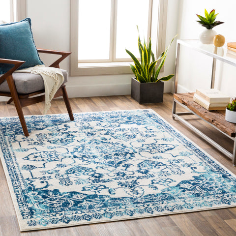 Image of Surya Floransa Traditional Navy, Beige, Silver Gray, Sky Blue Rugs FSA-2305