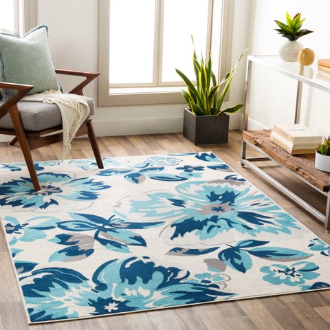 Image of Surya Floransa Modern Sky Blue, Beige, Silver Gray, Medium Gray, Navy Rugs FSA-2307