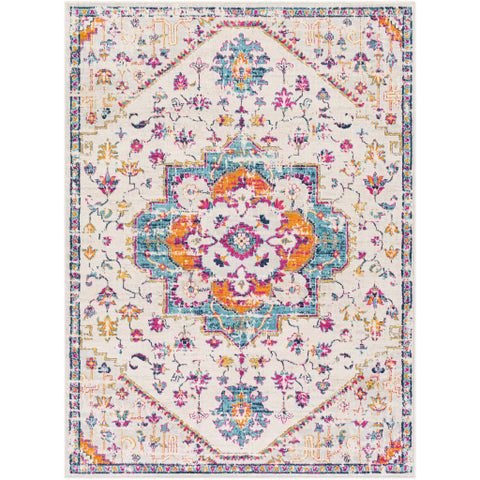 Image of Surya Floransa Traditional Beige, Sky Blue, Medium Gray, Bright Pink, Navy, Saffron, Burnt Orange, Silver Gray Rugs FSA-2315