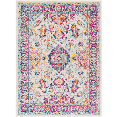 Image of Surya Floransa Traditional Navy, Bright Pink, Medium Gray, Beige, Saffron, Burnt Orange, Silver Gray, Sky Blue Rugs FSA-2320