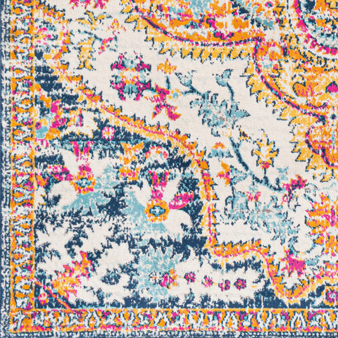 Image of Surya Floransa Traditional Burnt Orange, Saffron, Navy, Bright Pink, Medium Gray, Beige, Silver Gray, Sky Blue Rugs FSA-2333