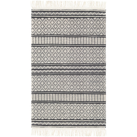 Image of Surya Farmhouse Tassels Cottage Charcoal, White Rugs FTS-2300