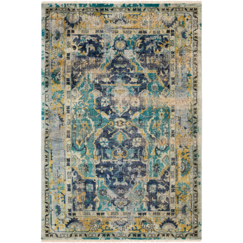 Image of Surya Festival Traditional Navy, Teal, Wheat, Taupe, Ivory Rugs FVL-1001