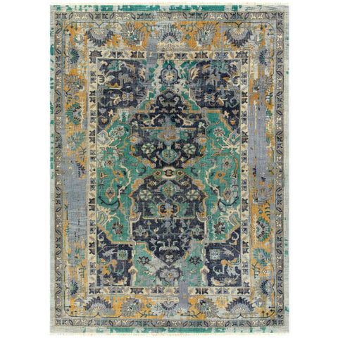 Image of Surya Festival Traditional Navy, Teal, Wheat, Taupe, Ivory Rugs FVL-1001