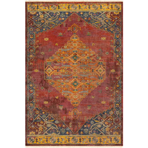 Image of Surya Festival Traditional Mauve, Dark Purple, Dark Red, Rust, Burgundy, Mustard, Camel, Medium Gray, Ice Blue, Teal, Dark Blue Rugs FVL-1008