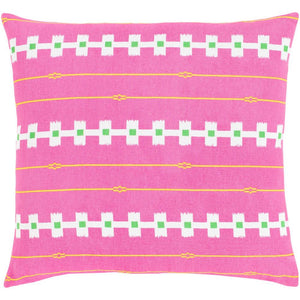 Surya Global Brights Bohemian/Global Bright Pink, Saffron, Grass Green, White Pillow Cover GBT-005-Wanderlust Rugs