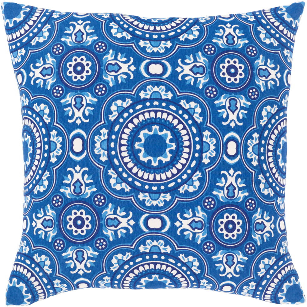 Surya Global Blues Bohemian/Global Bright Blue, White, Dark Blue Pillow Cover GLB-002-Wanderlust Rugs