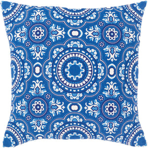 Surya Global Blues Bohemian/Global Bright Blue, White, Dark Blue Pillow Cover GLB-002-Wanderlust Rugs