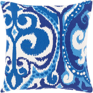 Surya Global Blues Bohemian/Global Bright Blue, Dark Blue, White Pillow Cover GLB-003-Wanderlust Rugs