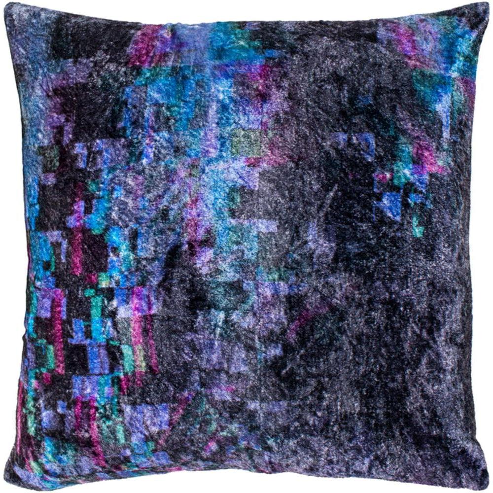 Surya Glitch Modern Black, Charcoal, Emerald, Violet, Bright Purple, Bright Blue Pillow Cover GTC-002-Wanderlust Rugs