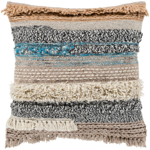 Image of Surya Gaza Bohemian/Global Beige, Taupe, Camel, Black, White, Bright Blue Pillow Cover GZA-001-Wanderlust Rugs