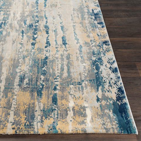 Image of Surya Cash Modern Teal, Navy, Medium Gray, Saffron, Pale Blue Rugs HAC-2304