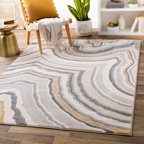 Image of Surya Cash Modern Charcoal, Saffron, Khaki, Beige, Light Gray Rugs HAC-2312