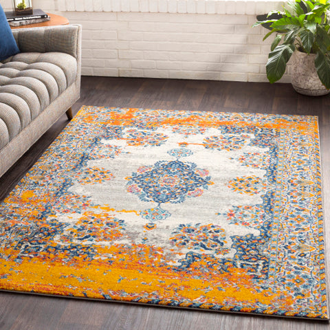 Image of Surya Harput Traditional Teal, Dark Blue, Light Gray, Charcoal, Saffron Rugs HAP-1056