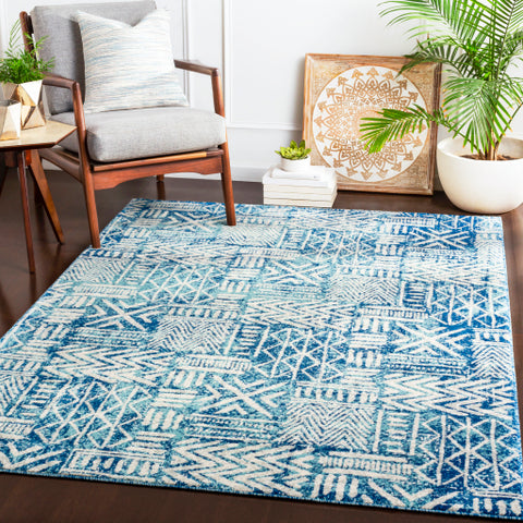 Image of Surya Harput Global Bright Blue, Aqua, Light Gray, Ivory Rugs HAP-1092