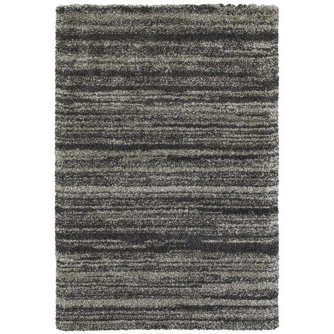 Image of Oriental Weavers Henderson 5993E 1'10" X 3' 3" Shag Grey Charcoal Stripe Rug-Wanderlust Rugs