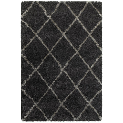 Image of Oriental Weavers Henderson 090K1 1'10" X 3' 3" Shag Charcoal Grey Lattice Rug-Wanderlust Rugs