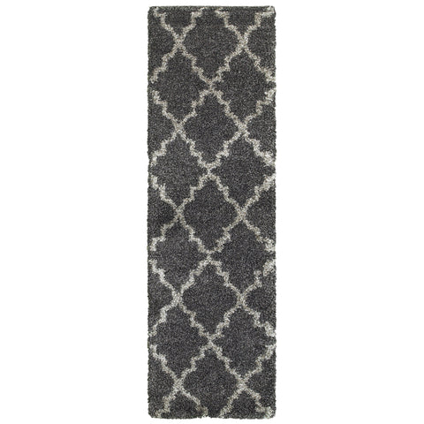 Image of Oriental Weavers Henderson 092K1 1'10" X 3' 3" Shag Charcoal Grey Lattice Rug-Wanderlust Rugs