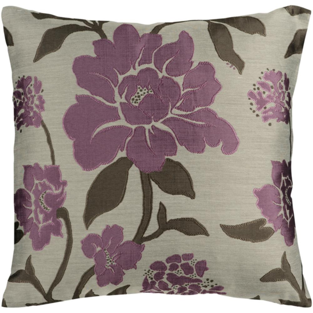 Surya Blossom Transitional Taupe, Bright Purple, Black Pillow Kit HH-048-Wanderlust Rugs