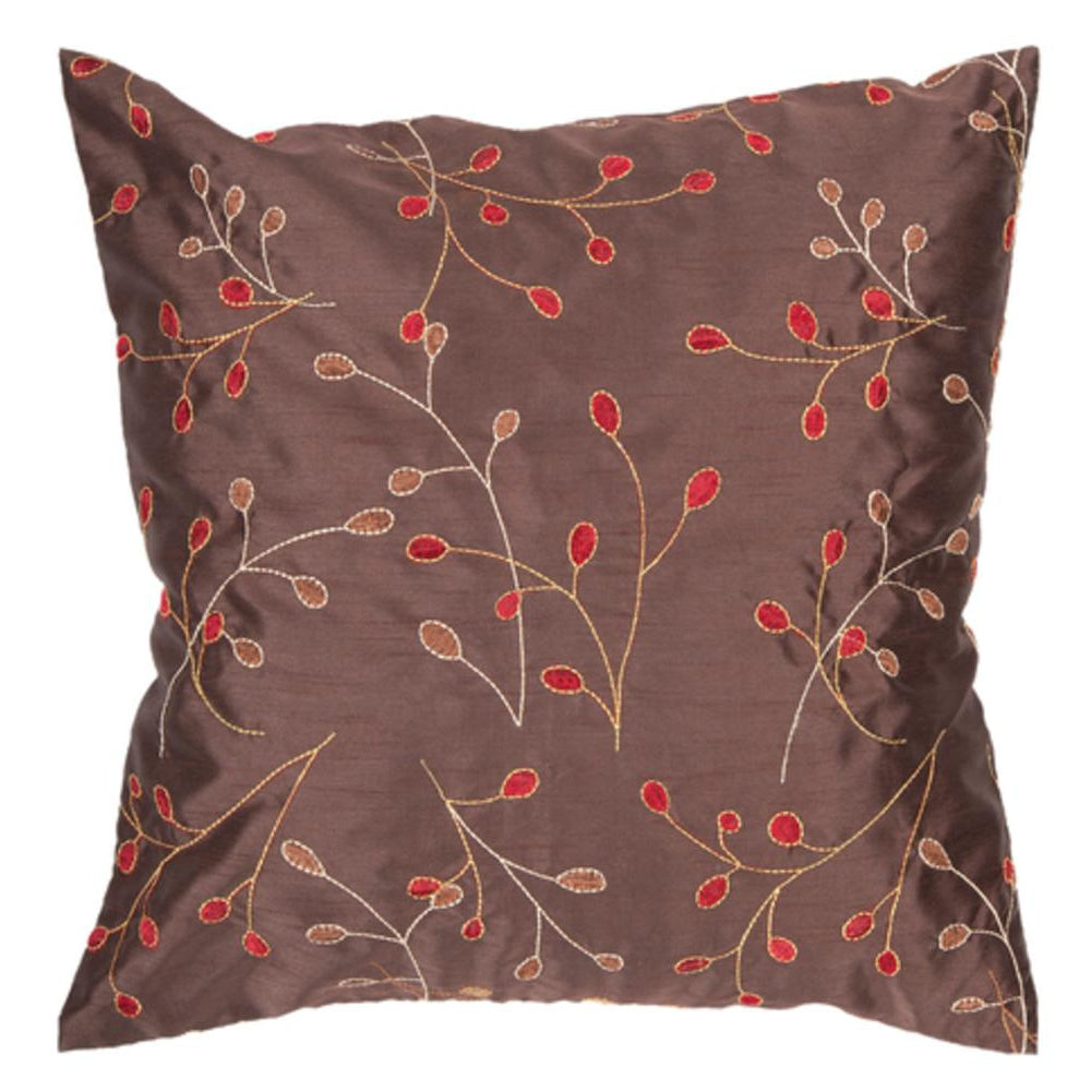 Surya Blossom II Transitional Dark Brown, Bright Red, Camel, Cream Pillow Kit HH-094-Wanderlust Rugs