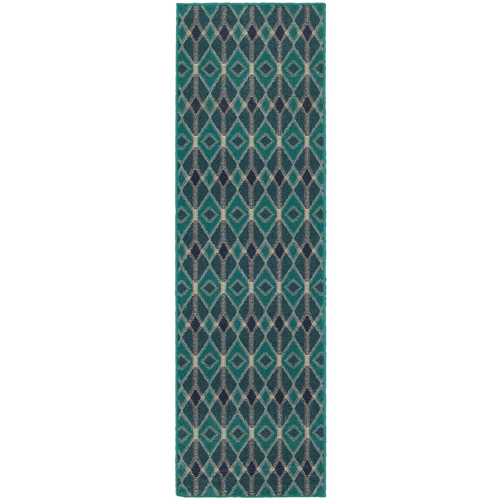 Oriental Weavers Highlands 6627B 1'10" X 3' 0" Casual Blue Teal Geometric Rug-Wanderlust Rugs