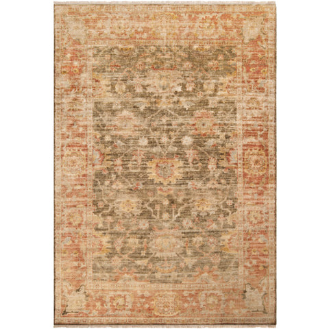 Image of Surya Hillcrest Traditional Dark Red, Dark Brown, Tan, Cream, Khaki, Sage Rugs HIL-9004