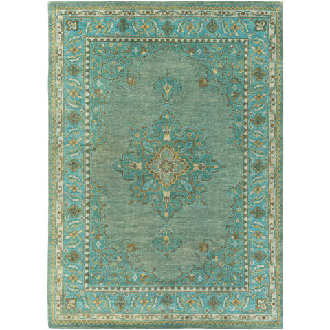 Image of Surya Haven Traditional Emerald, Teal, Grass Green, Bright Yellow, Burnt Orange Rugs HVN-1227
