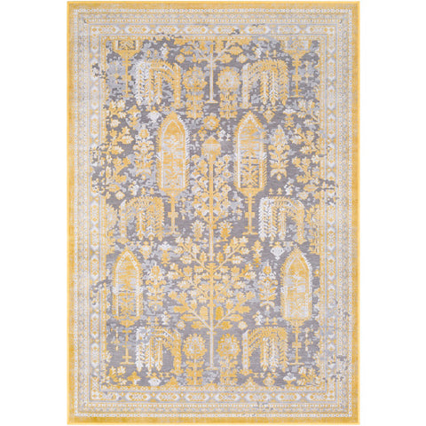 Image of Surya Hazar Traditional Saffron, Charcoal, Medium Gray, White, Light Gray Rugs HZR-2311