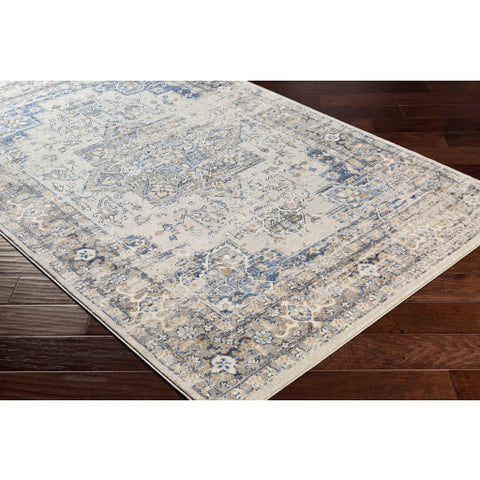 Image of Surya Indigo Traditional Navy, Bright Blue, Medium Gray, Tan, White Rugs IGO-2312