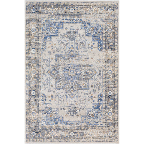 Image of Surya Indigo Traditional Navy, Bright Blue, Medium Gray, Tan, White Rugs IGO-2312