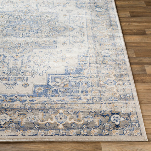 Image of Surya Indigo Traditional Navy, Bright Blue, Medium Gray, Tan, White Rugs IGO-2312