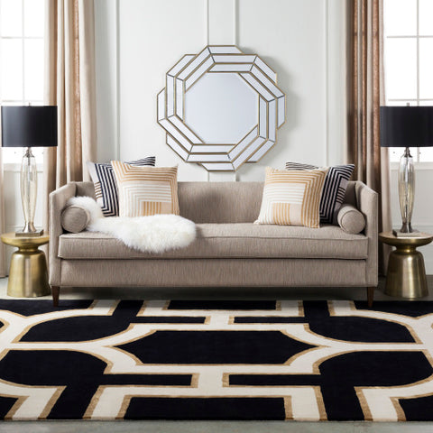 Image of Surya Intermezzo Modern Black, Cream, Tan Rugs INE-1000