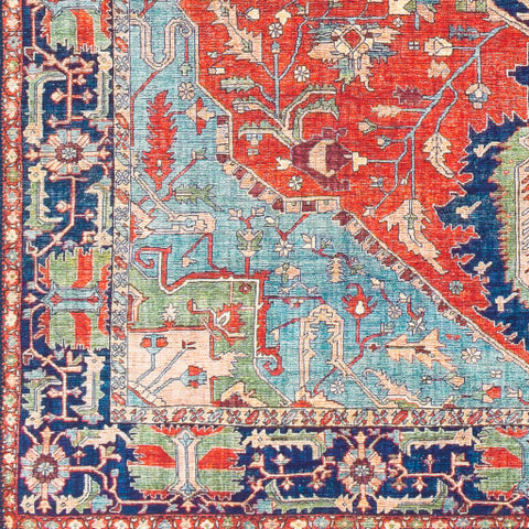 Image of Surya Iris Traditional Bright Red, Burnt Orange, Navy, Ice Blue, Grass Green, Wheat, Ivory, Bright Yellow Rugs IRS-2308