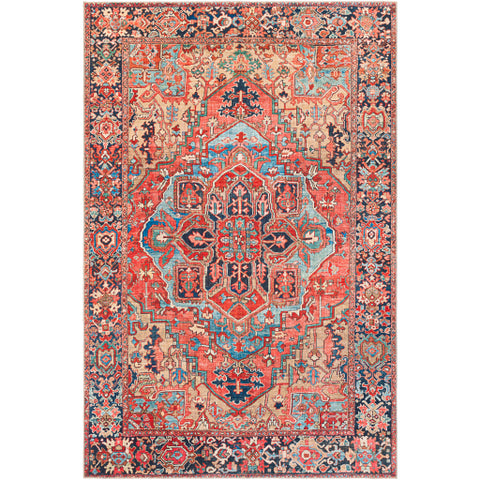 Image of Surya Iris Global Bright Red, Navy, Wheat, Ice Blue, Grass Green, Ivory Rugs IRS-2310