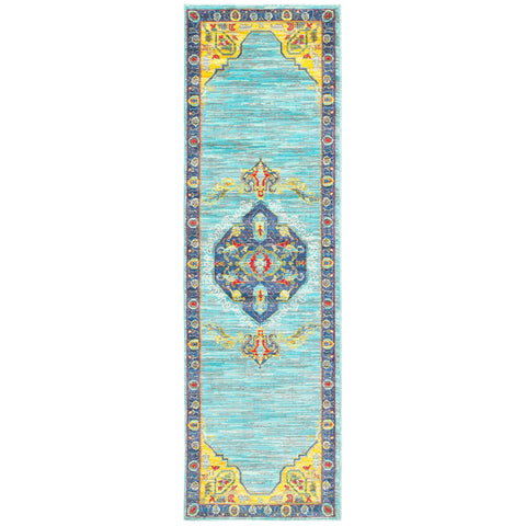 Image of Oriental Weavers Joli 564L4 1'10" X 3' 0" Traditional Blue Yellow Medallion Rug-Wanderlust Rugs
