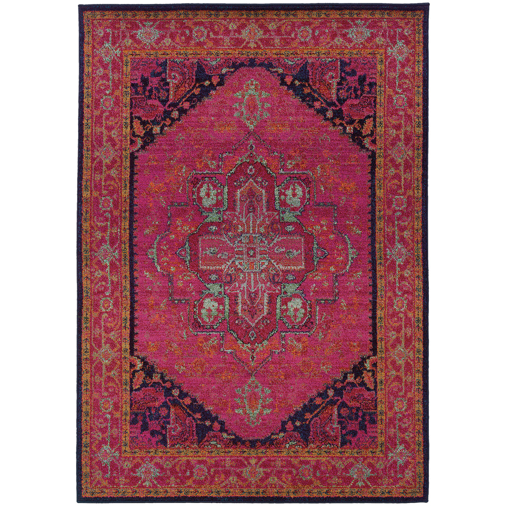 Oriental Weavers Kaleidoscope 1332S 2' 7" X 10' 0" Traditional Pink Navy Oriental Runner Rug-Wanderlust Rugs